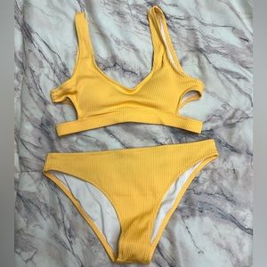 Cupshe Yellow Ribbed Bikini